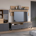 Karis TV Unit with 1 Drawer 2 Flip Doors in Grey and Oak