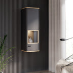 Karis Display Cabinet with 1 Glass Door in Grey and Oak