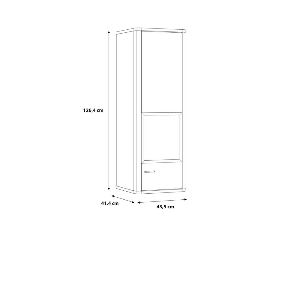 Karis Display Cabinet with 1 Glass Door in Grey and Oak inc LED Lighting