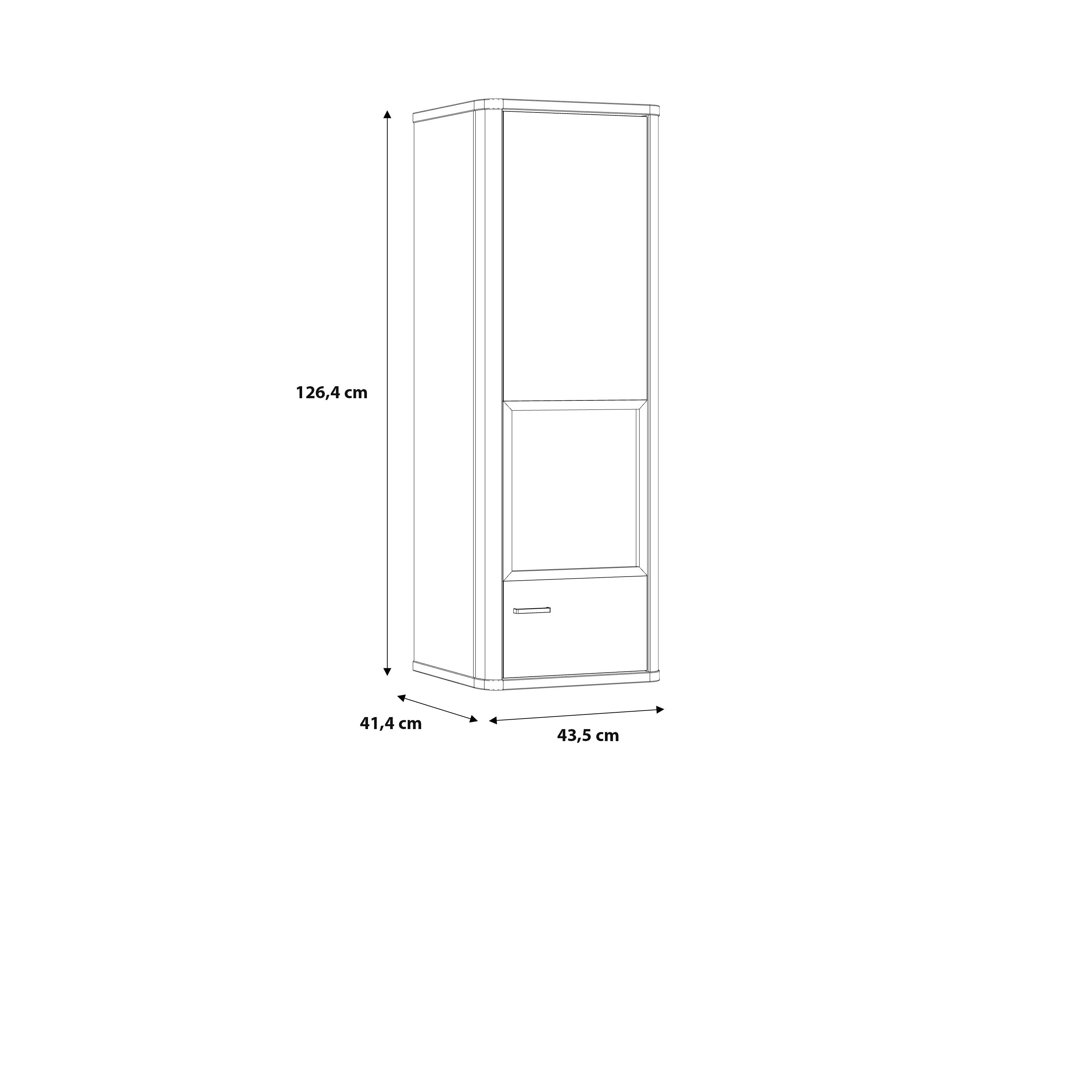 Karis Display Cabinet with 1 Glass Door in Grey and Oak inc LED Lighting