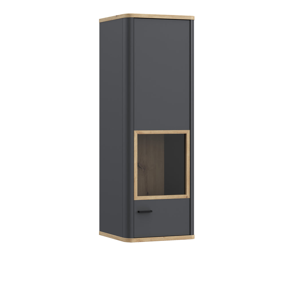Karis Display Cabinet with 1 Glass Door in Grey and Oak