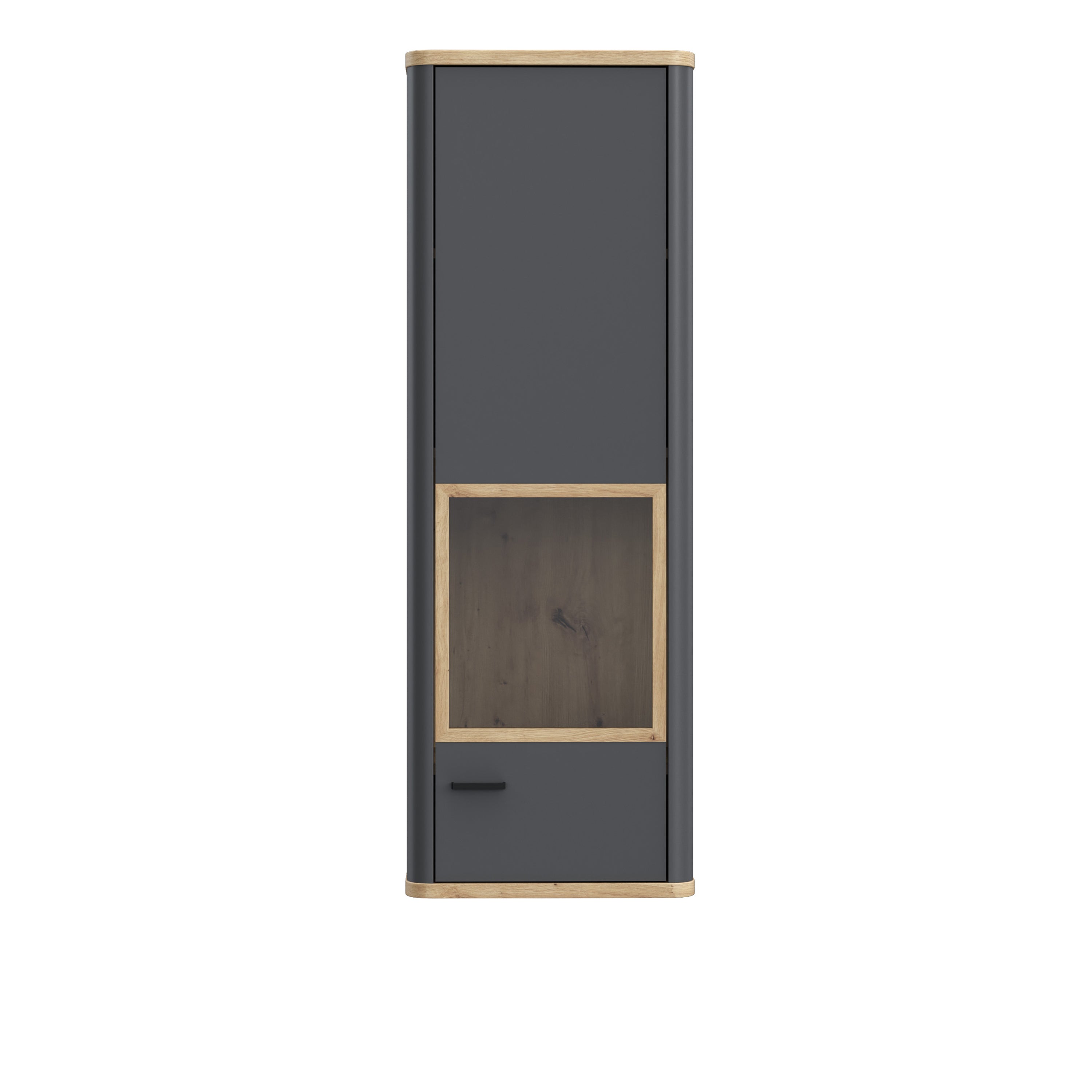Karis Display Cabinet with 1 Glass Door in Grey and Oak