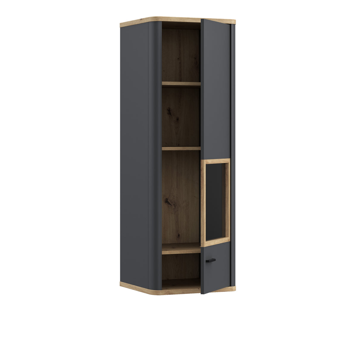 Karis Display Cabinet with 1 Glass Door in Grey and Oak