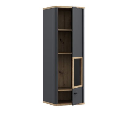 Karis Display Cabinet with 1 Glass Door in Grey and Oak