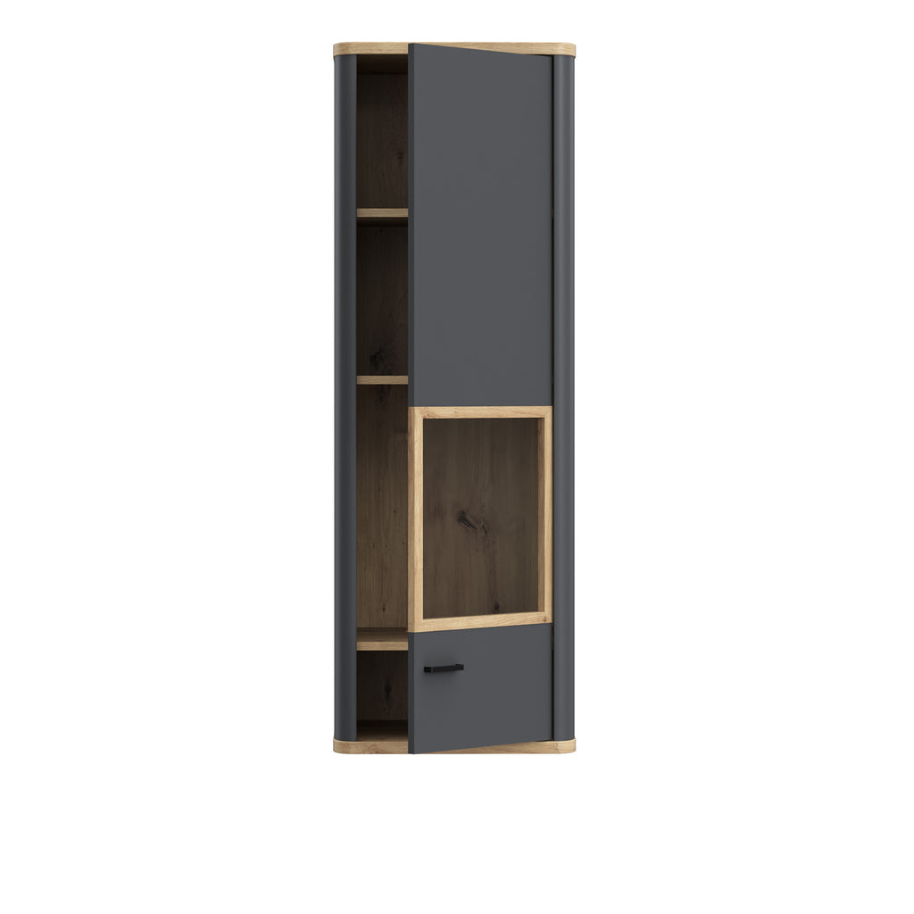 Karis Display Cabinet with 1 Glass Door in Grey and Oak