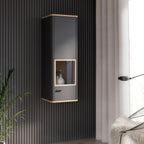 Karis Display Cabinet with 1 Glass Door in Grey and Oak