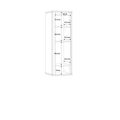 Karis Display Cabinet with 1 Glass Door in Grey and Oak