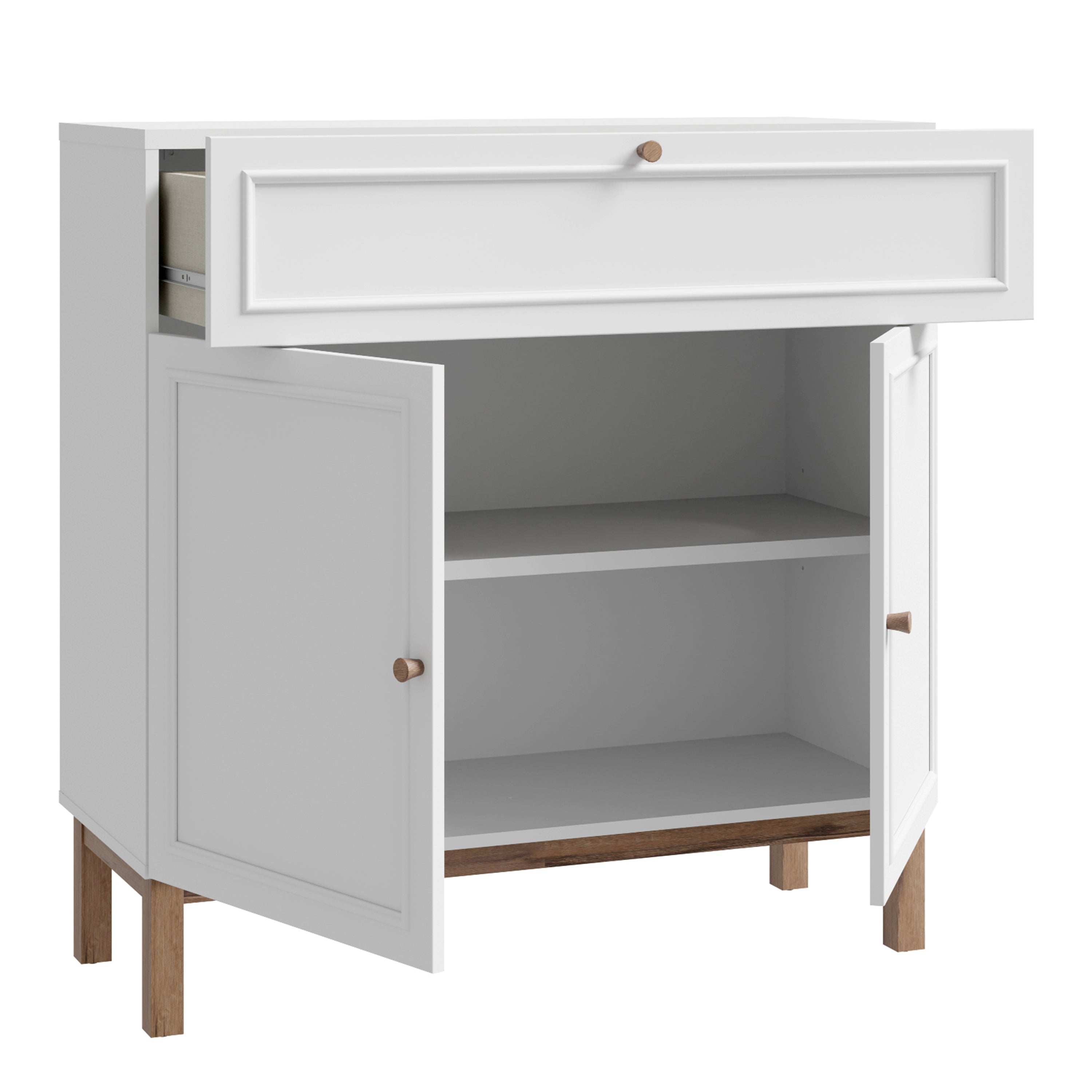 Woodland 2 Door 1 Drawer Console/ Sideboard in Light Grey and Oak
