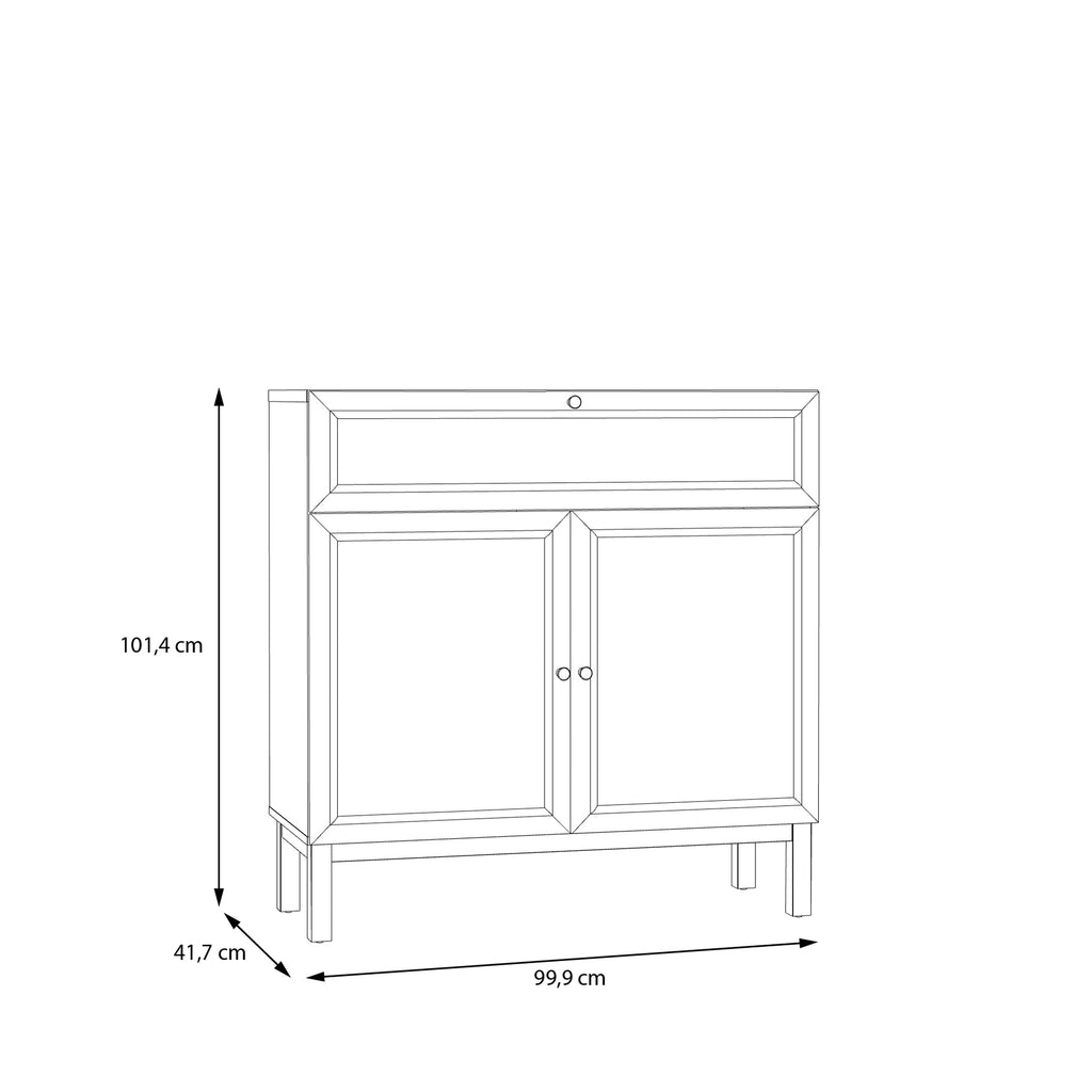 Woodland 2 Door 1 Drawer Console/ Sideboard in Light Grey and Oak