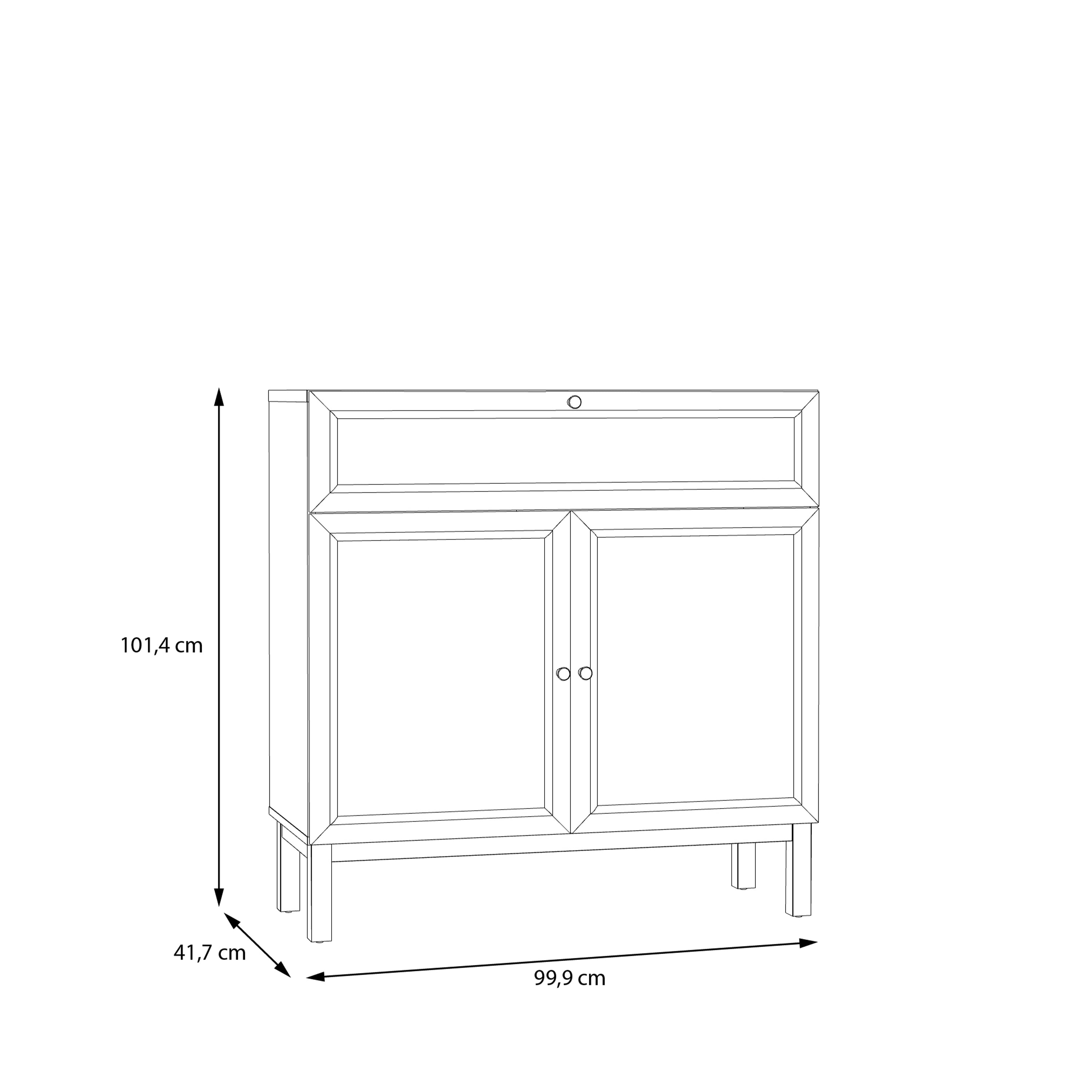 Woodland 2 Door 1 Drawer Console/ Sideboard in Light Grey and Oak
