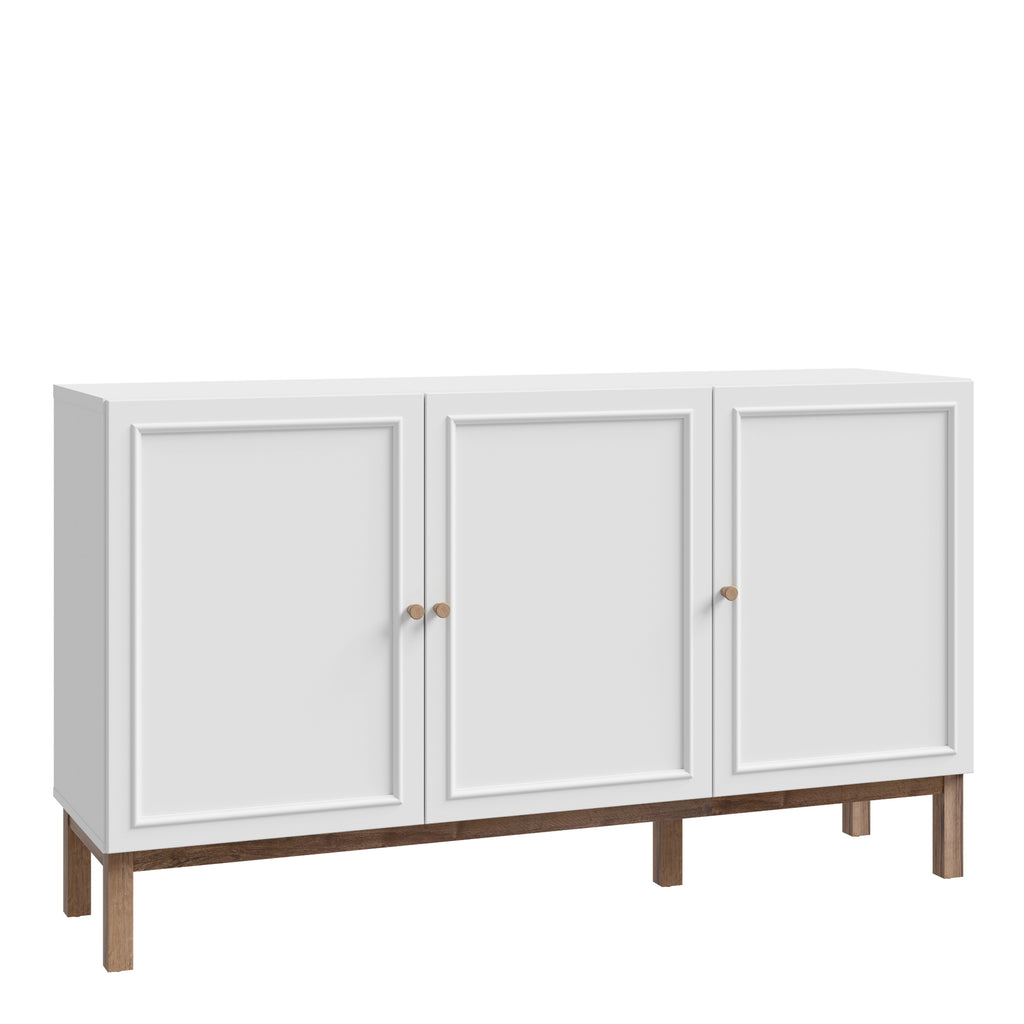 Woodland 3 Door 1 Drawer Sideboard in Light Grey and Oak