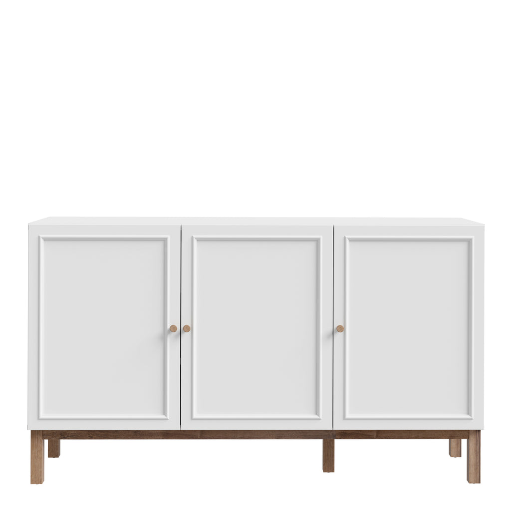 Woodland 3 Door 1 Drawer Sideboard in Light Grey and Oak