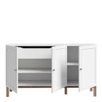 Woodland 3 Door 1 Drawer Sideboard in Light Grey and Oak