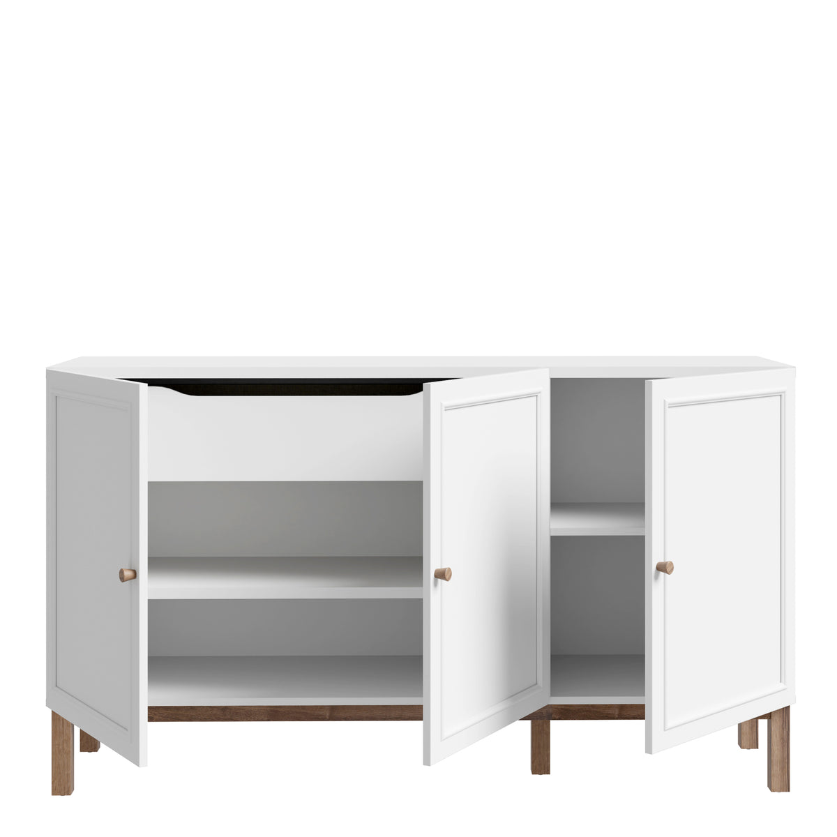 Woodland 3 Door 1 Drawer Sideboard in Light Grey and Oak