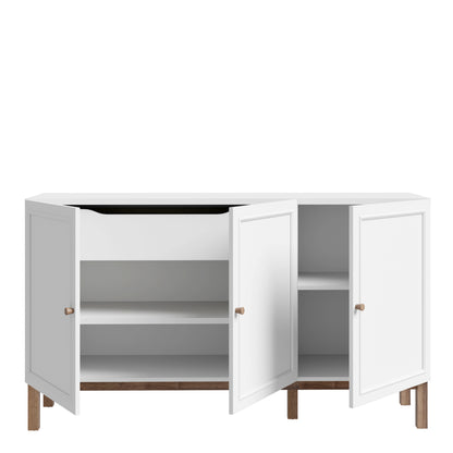 Woodland 3 Door 1 Drawer Sideboard in Light Grey and Oak