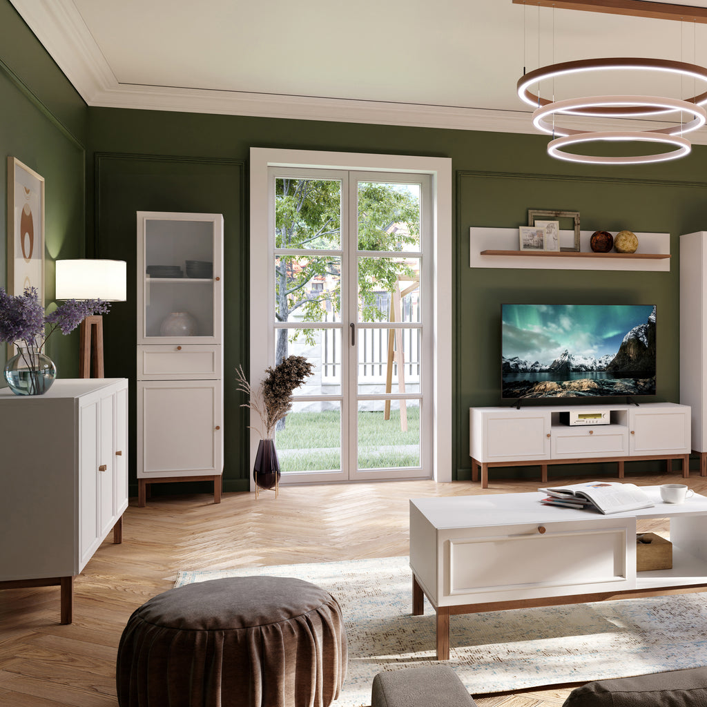 Woodland 3 Door 1 Drawer Sideboard in Light Grey and Oak