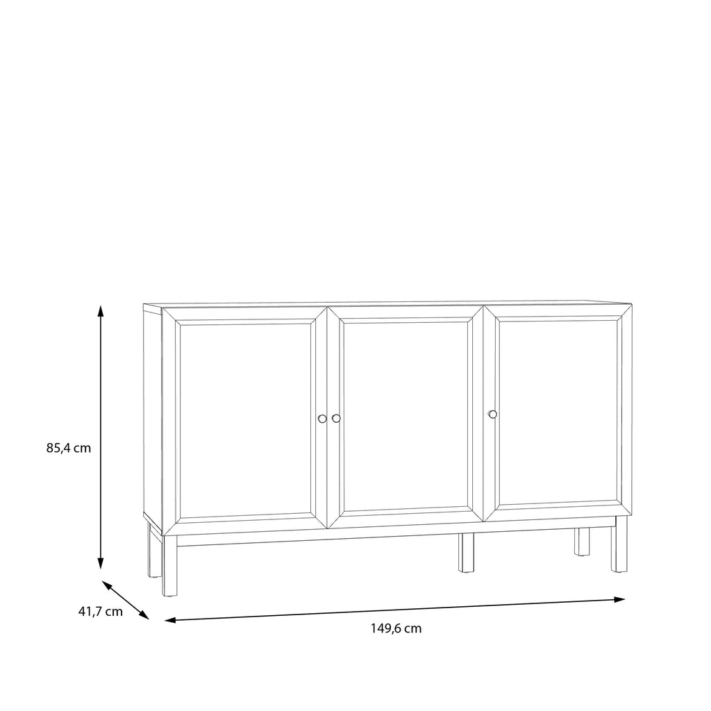 Woodland 3 Door 1 Drawer Sideboard in Light Grey and Oak