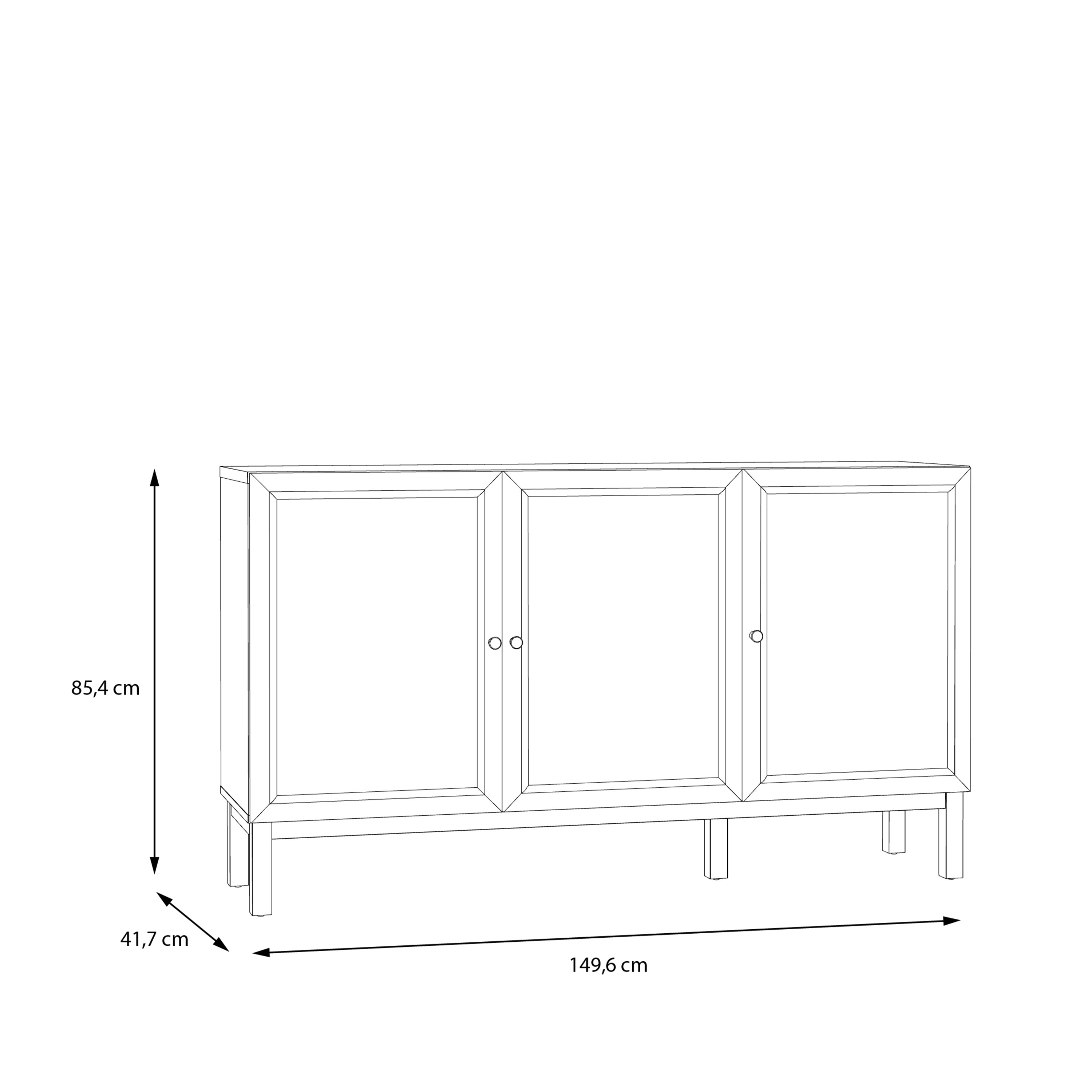 Woodland 3 Door 1 Drawer Sideboard in Light Grey and Oak