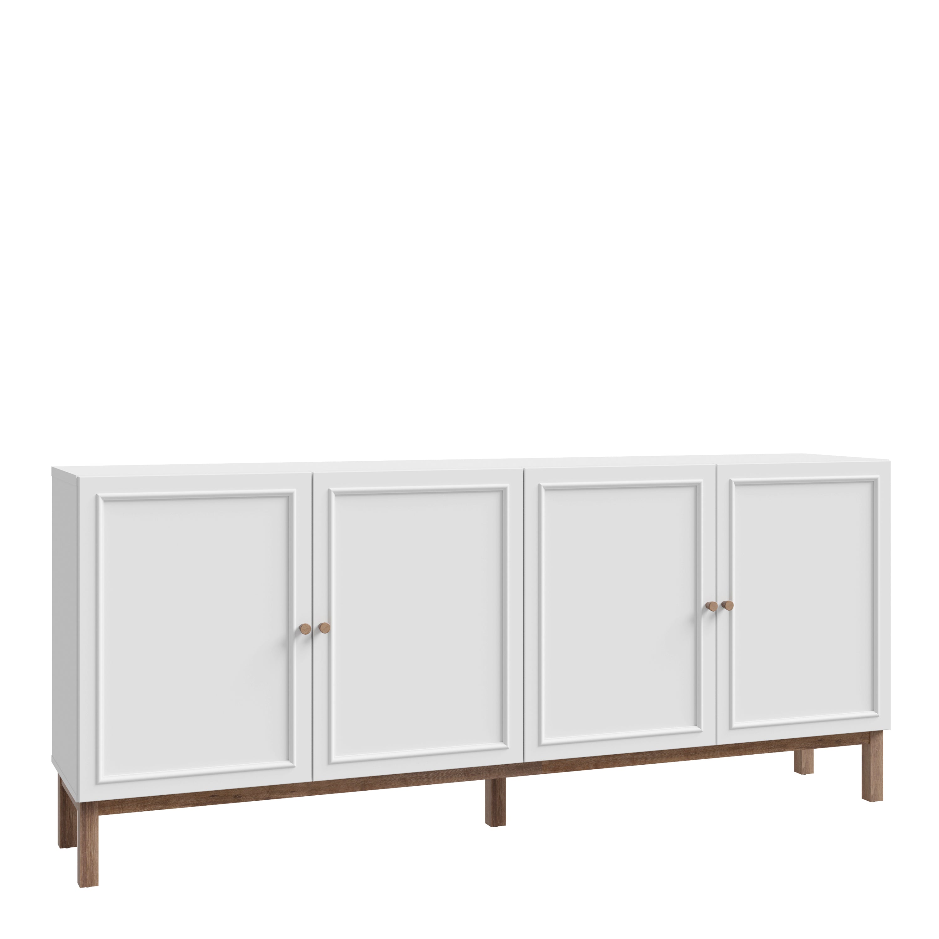 Woodland 4 Door 1 Drawer Sideboard in Light Grey and Oak