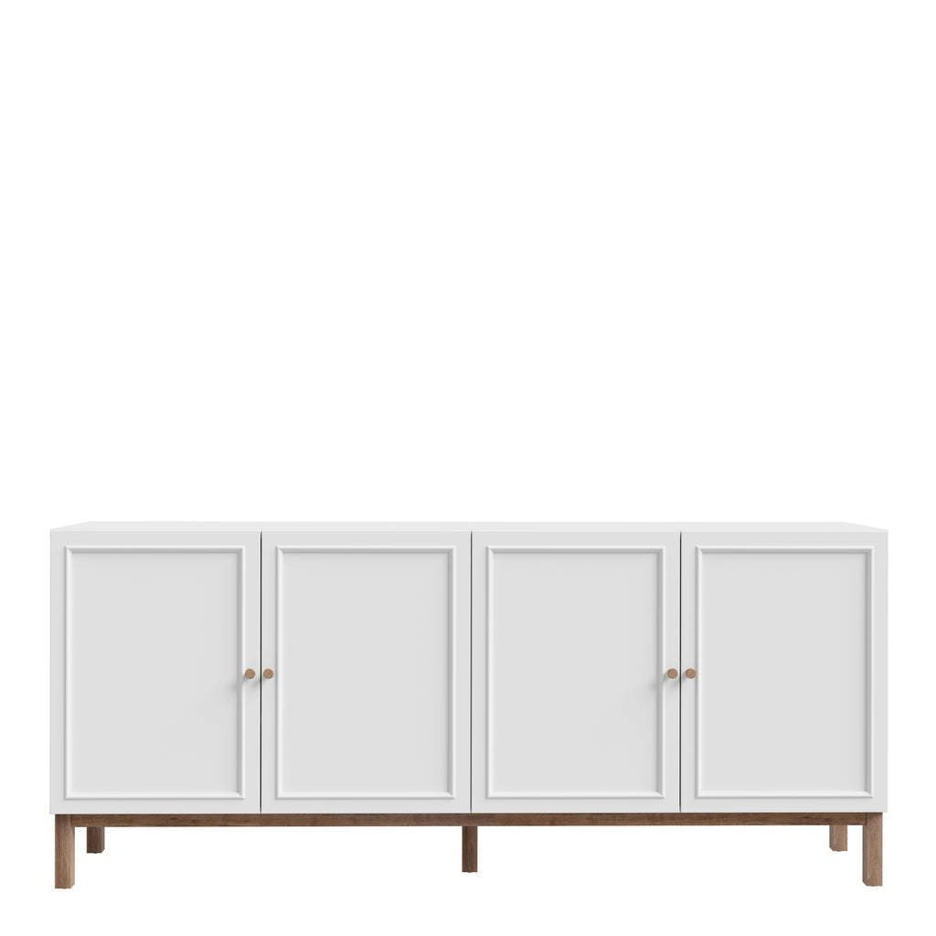 Woodland 4 Door 1 Drawer Sideboard in Light Grey and Oak
