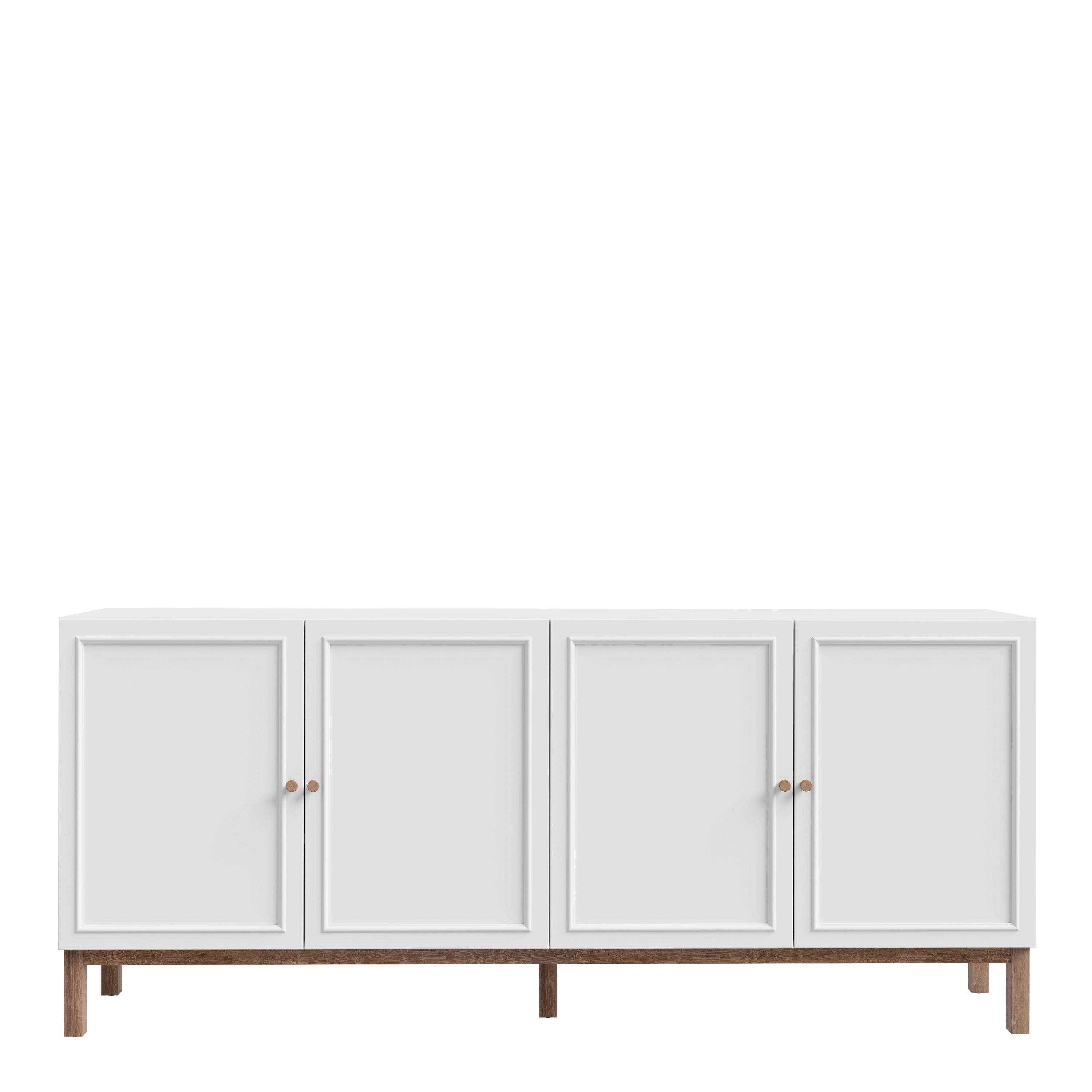 Woodland 4 Door 1 Drawer Sideboard in Light Grey and Oak