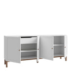 Woodland 4 Door 1 Drawer Sideboard in Light Grey and Oak