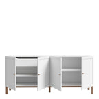 Woodland 4 Door 1 Drawer Sideboard in Light Grey and Oak