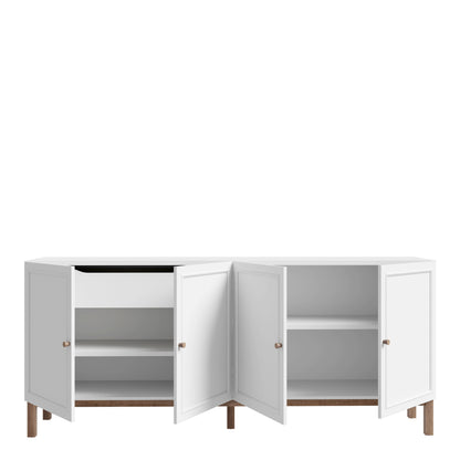 Woodland 4 Door 1 Drawer Sideboard in Light Grey and Oak