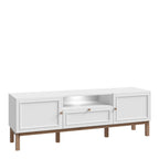 Woodland 2 Door 1 Drawer TV Unit in Light Grey & Oak (inc LED Lighting)