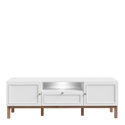 Woodland 2 Door 1 Drawer TV Unit in Light Grey & Oak (inc LED Lighting)