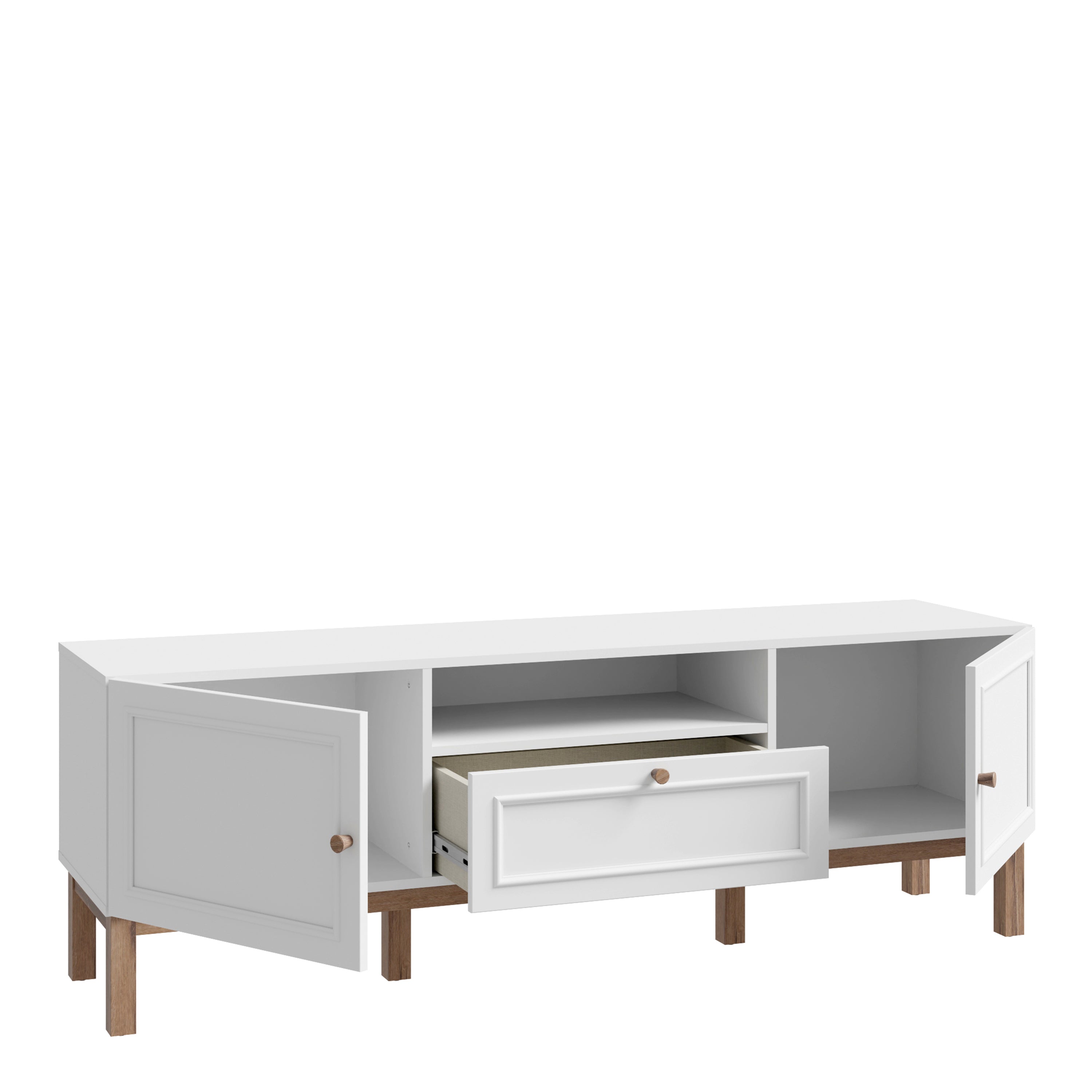 Woodland 2 Door 1 Drawer TV Unit in Light Grey & Oak