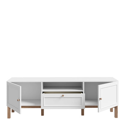 Woodland 2 Door 1 Drawer TV Unit in Light Grey & Oak (inc LED Lighting)