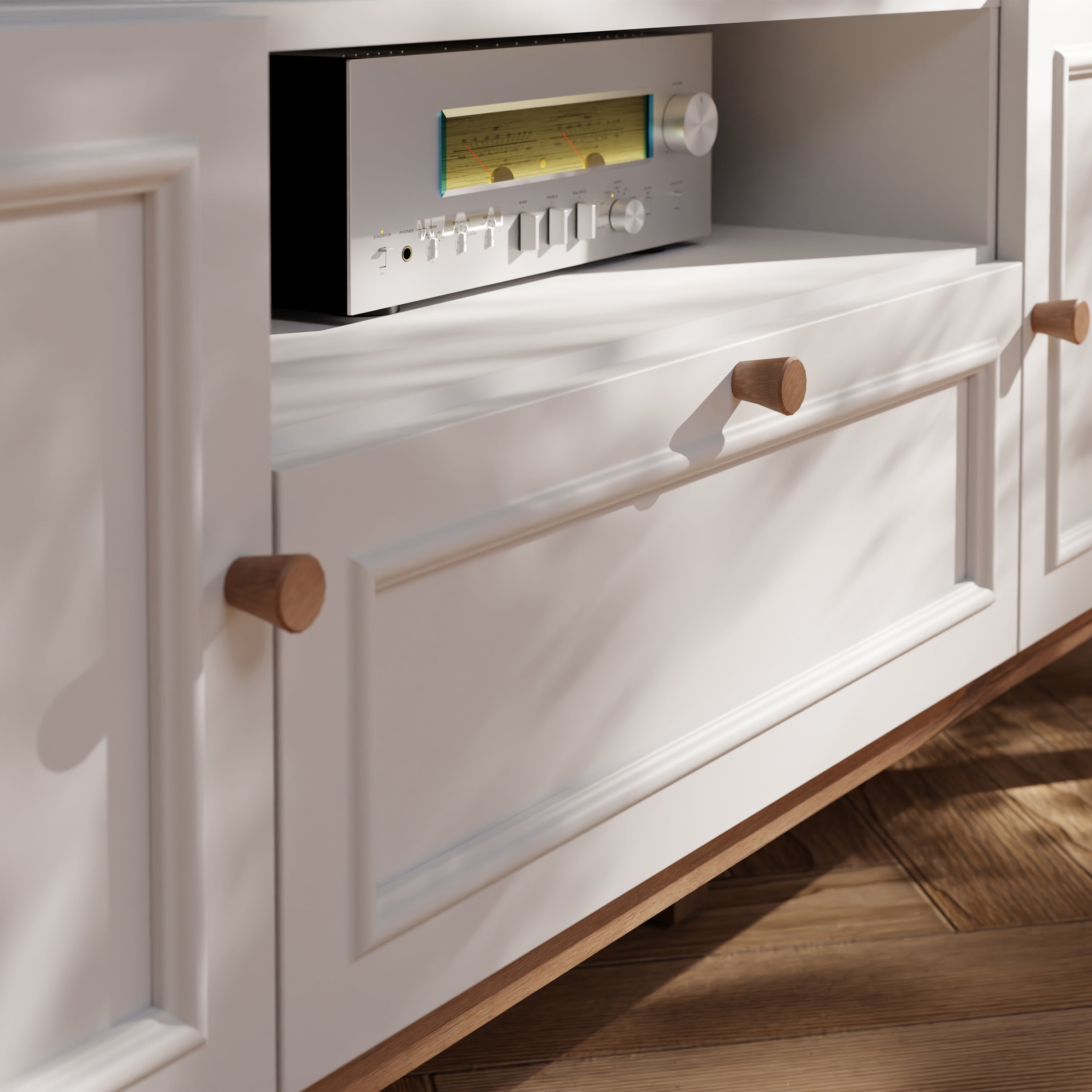 Woodland 2 Door 1 Drawer TV Unit in Light Grey & Oak (inc LED Lighting)