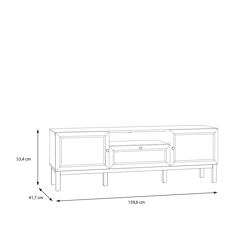 Woodland 2 Door 1 Drawer TV Unit in Light Grey & Oak (inc LED Lighting)