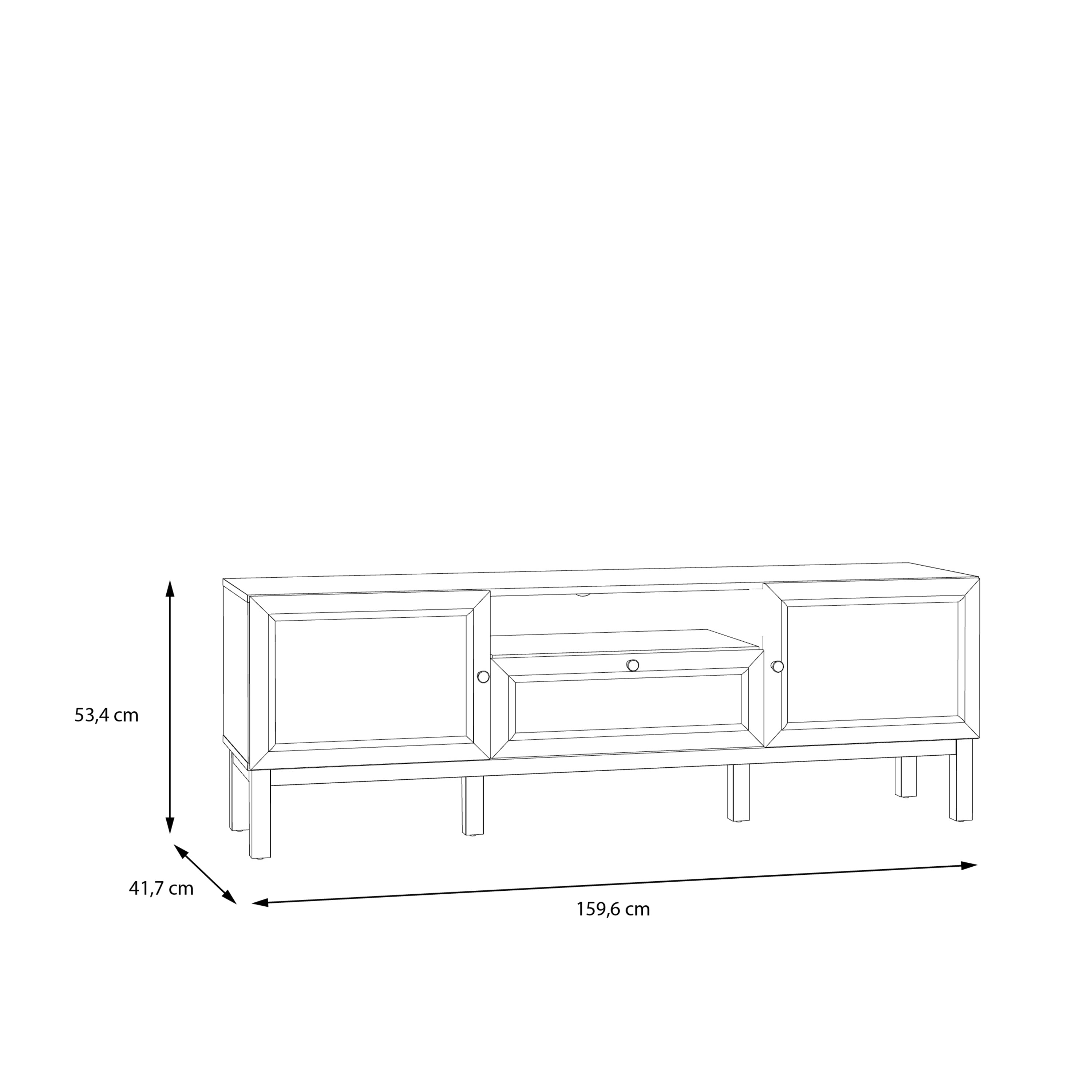 Woodland 2 Door 1 Drawer TV Unit in Light Grey & Oak (inc LED Lighting)