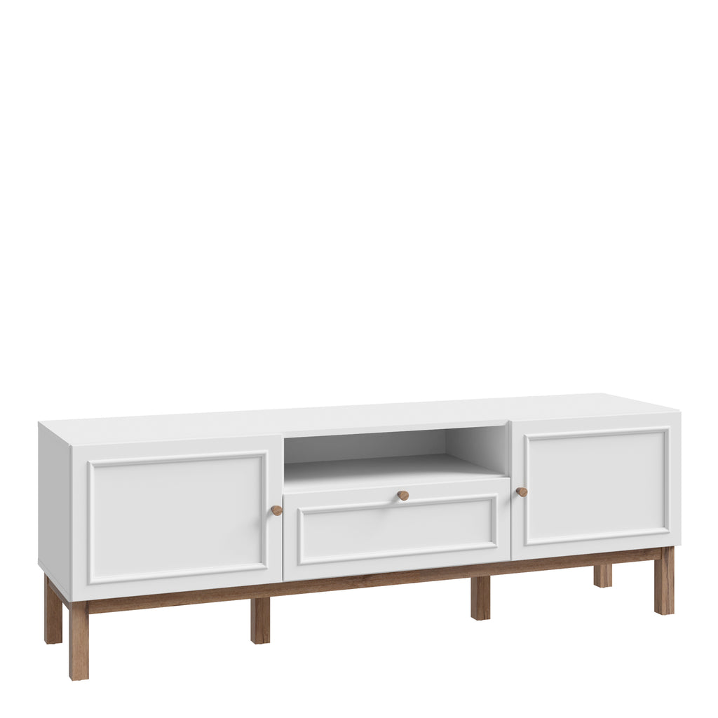 Woodland 2 Door 1 Drawer TV Unit in Light Grey & Oak