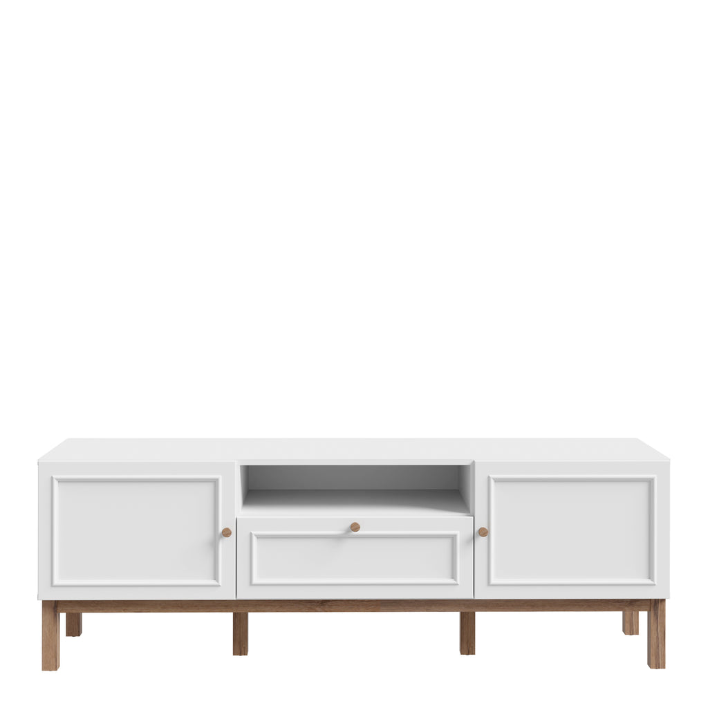 Woodland 2 Door 1 Drawer TV Unit in Light Grey & Oak