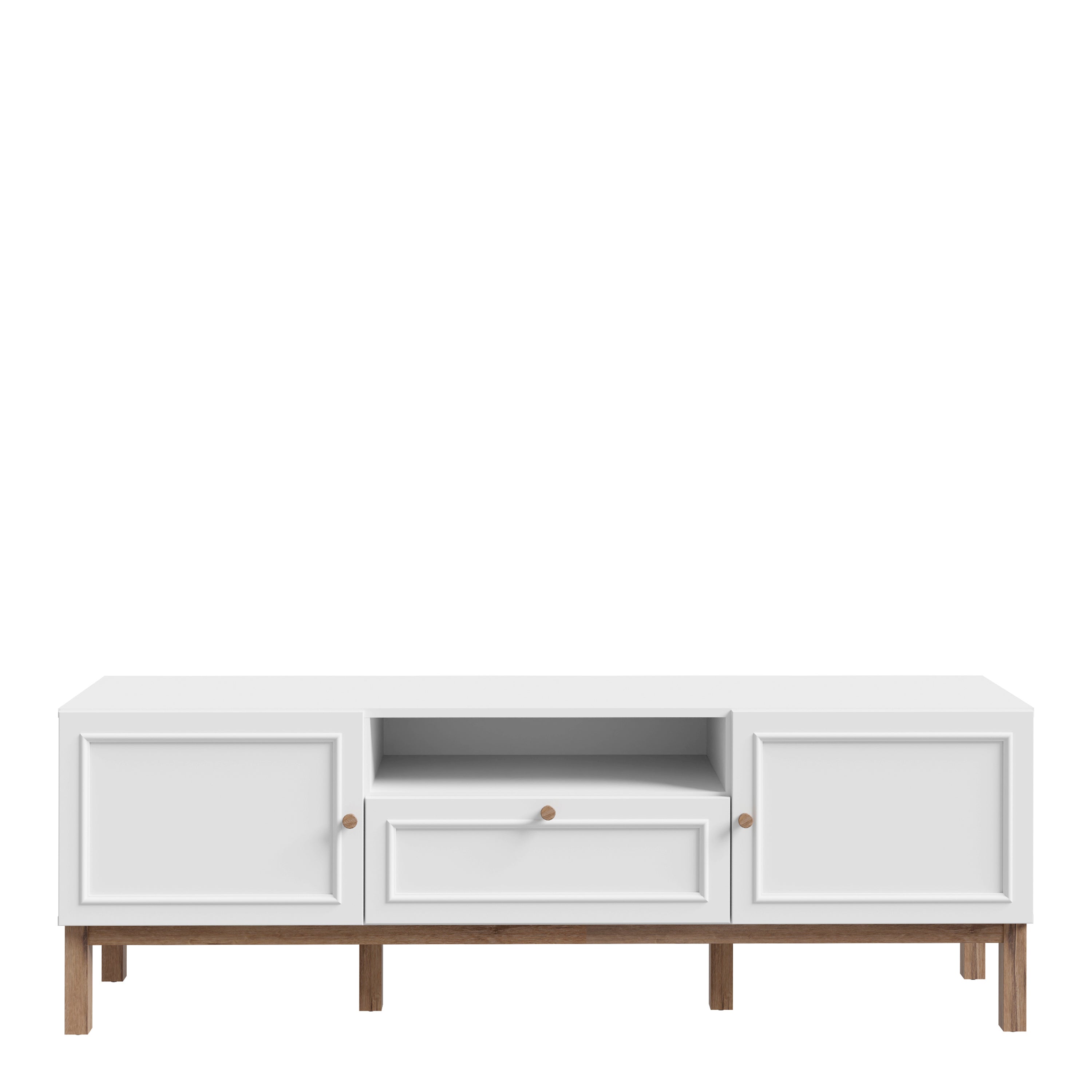 Woodland 2 Door 1 Drawer TV Unit in Light Grey & Oak