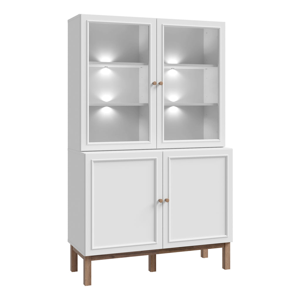 Woodland Glass Display Cabinet - Light Grey and Oak (inc LED Lighting)