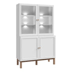 Woodland Glass Display Cabinet - Light Grey and Oak (inc LED Lighting)