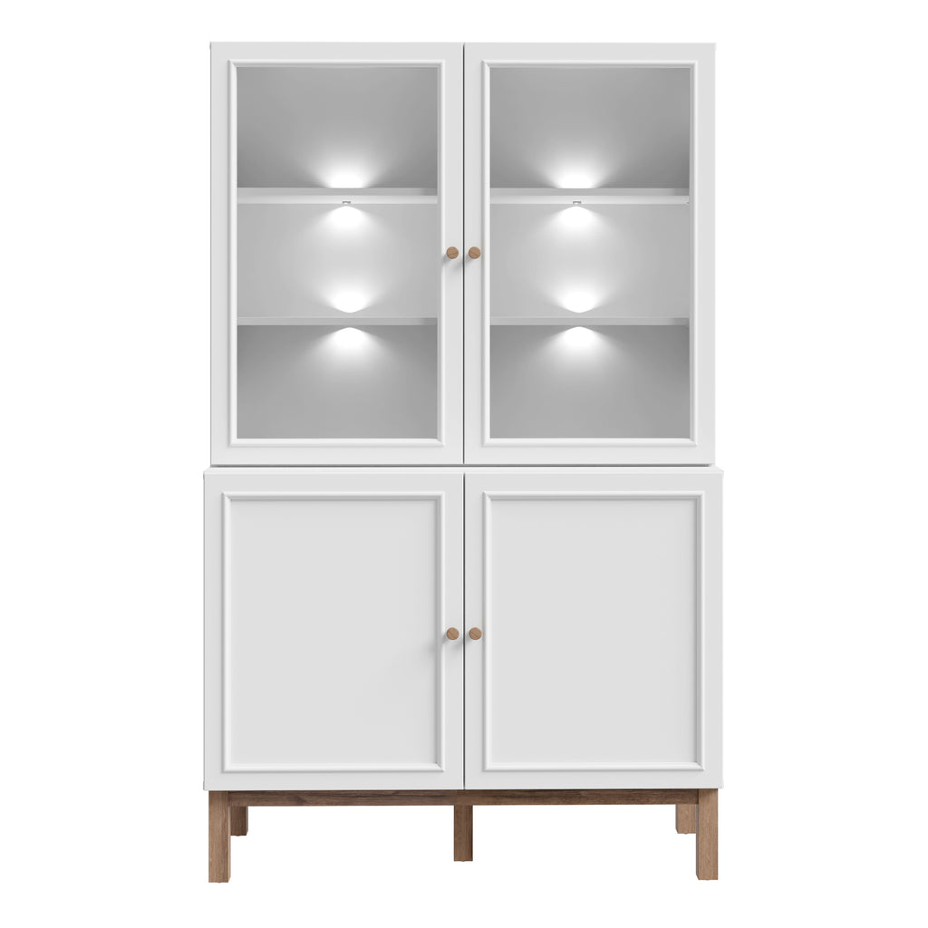 Woodland Glass Display Cabinet - Light Grey and Oak (inc LED Lighting)