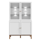 Woodland Glass Display Cabinet - Light Grey and Oak (inc LED Lighting)