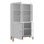Woodland Glass Display Cabinet - Light Grey and Oak (inc LED Lighting)