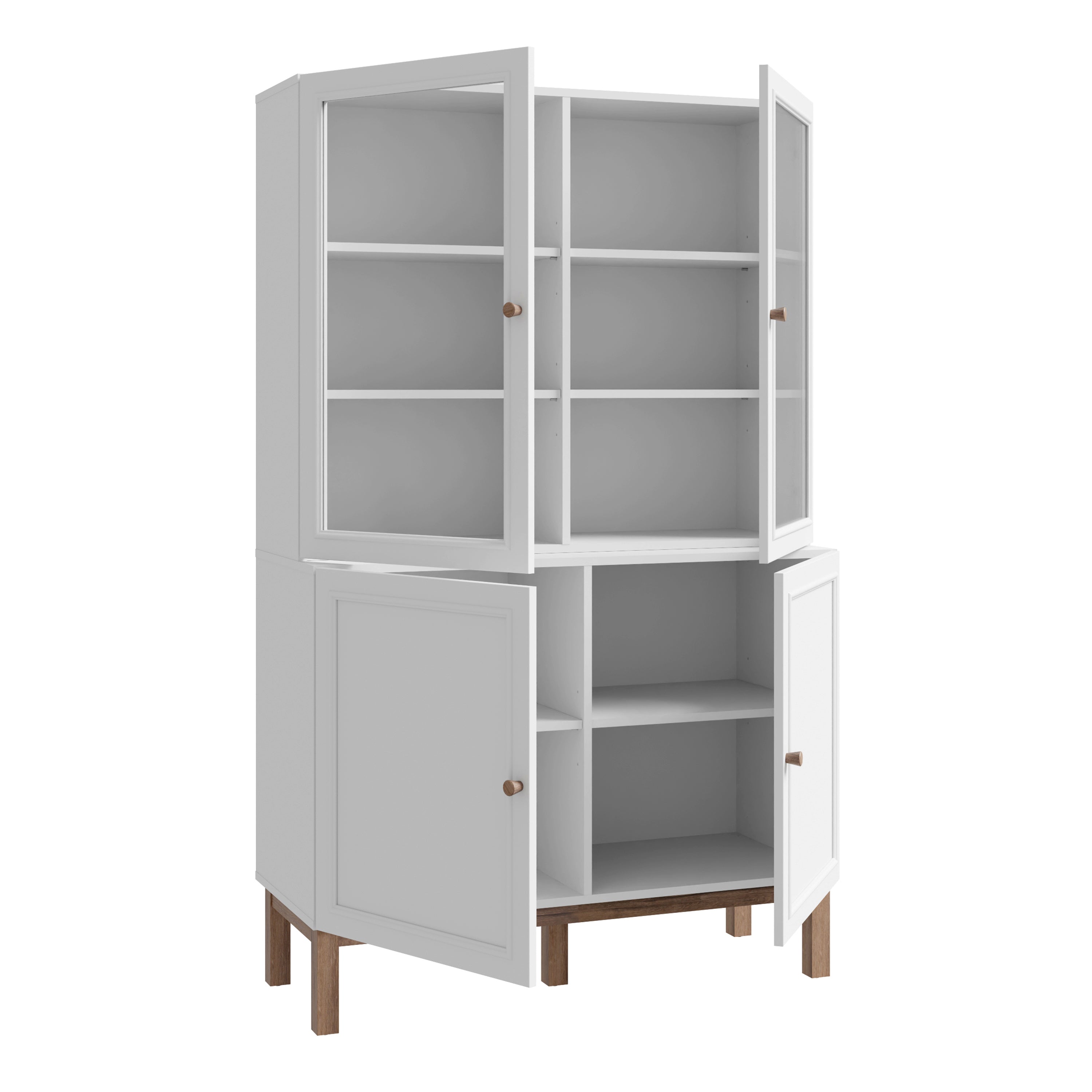 Woodland Glass Display Cabinet - Light Grey and Oak (inc LED Lighting)