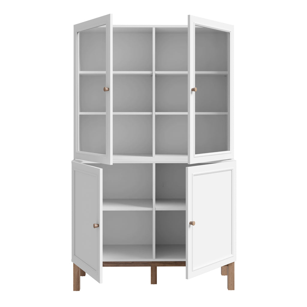 Woodland Glass Display Cabinet - Light Grey and Oak (inc LED Lighting)