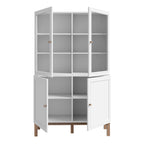 Woodland Glass Display Cabinet - Light Grey and Oak (inc LED Lighting)