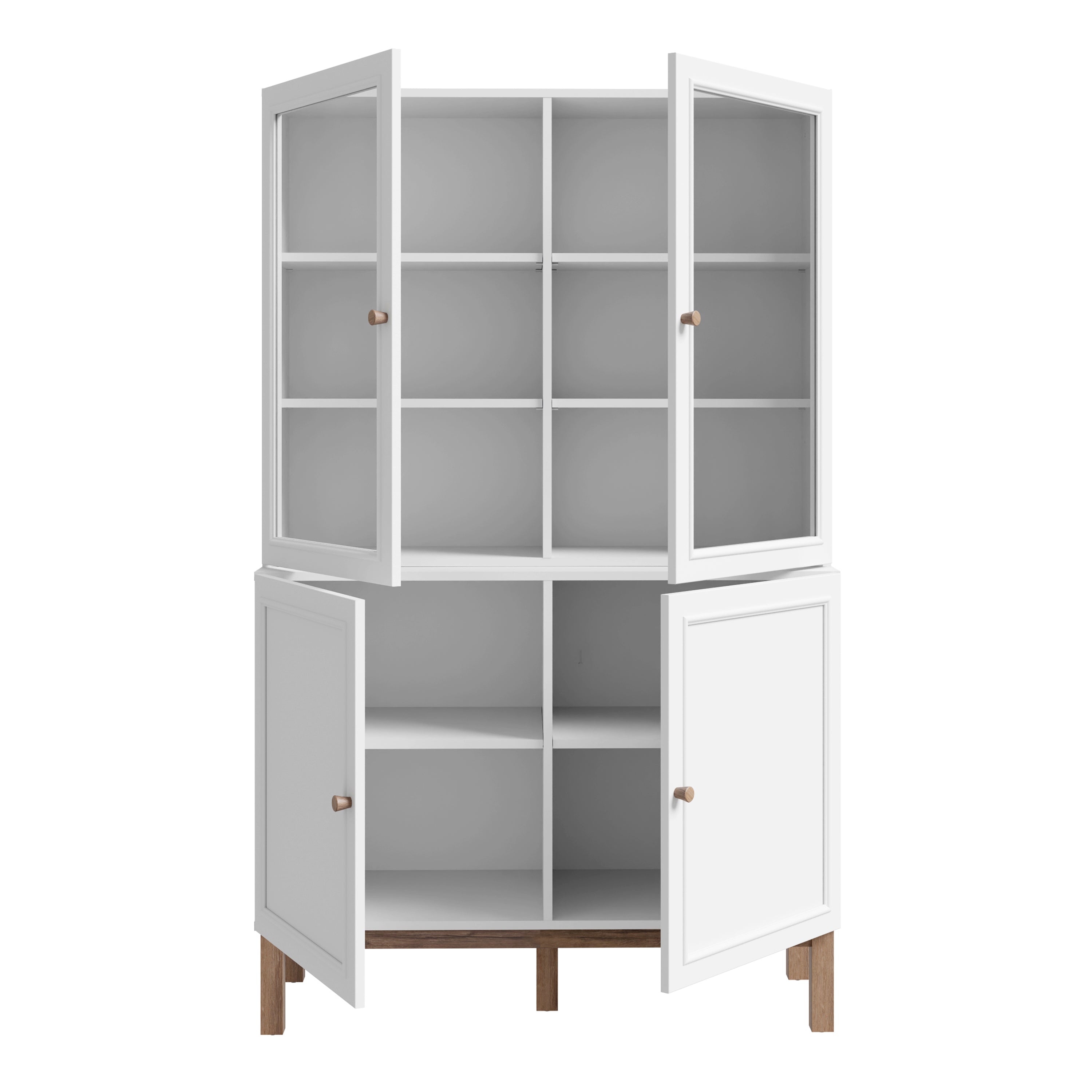 Woodland Glass Display Cabinet - Light Grey and Oak (inc LED Lighting)