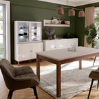 Woodland Glass Display Cabinet - Light Grey and Oak (inc LED Lighting)