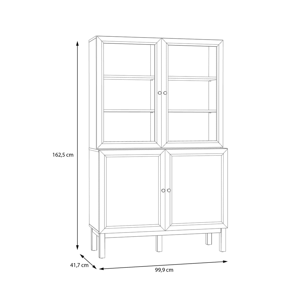 Woodland Glass Display Cabinet - Light Grey and Oak (inc LED Lighting)