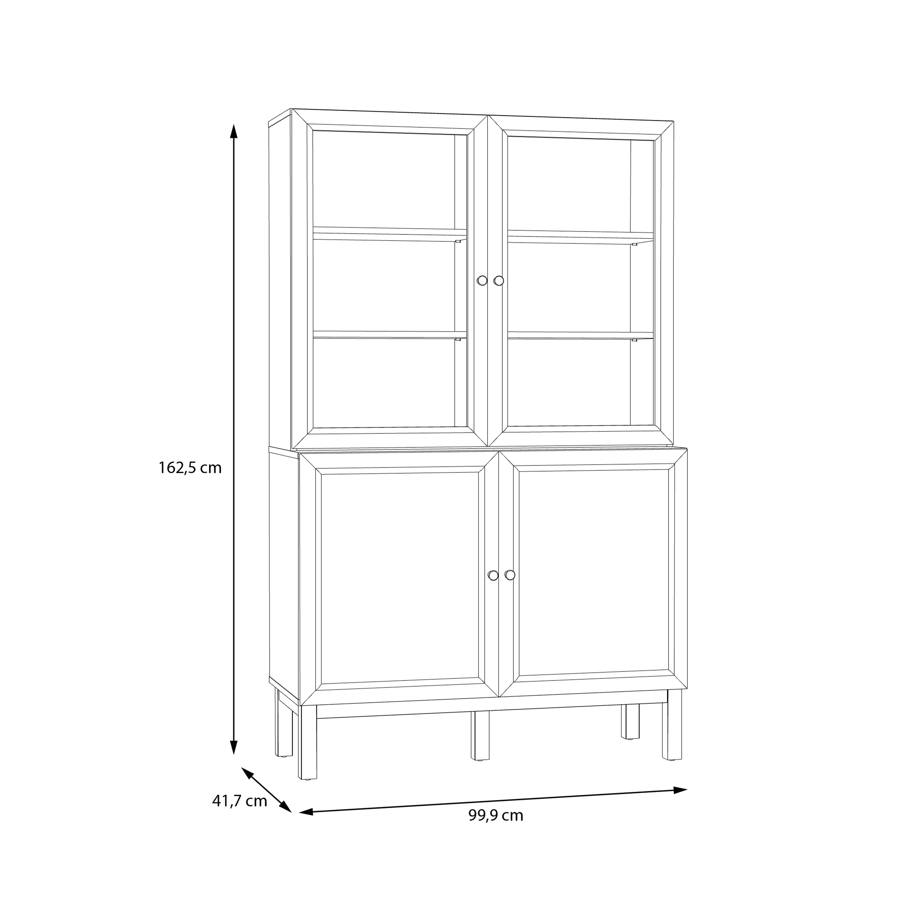 Woodland Glass Display Cabinet - Light Grey and Oak (inc LED Lighting)